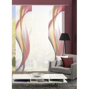 Flächenvorhang , Rot , Textil , Wellen , 180x245 cm , mit Beschwerungsstab, Paneelwagen , Wohntextilien, Gardinen & Vorhänge, Schiebegardinen