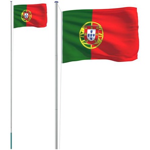 vidaXL Flagge Portugals mit Mast 6,23 m Aluminium