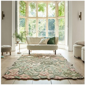 FLAIR RUGS Wollteppich Bryony Floral, rechteckig, Höhe: 10 mm, Floraler Wollteppich