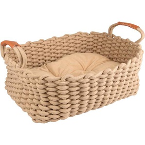 FLAMINGO Haustierkorb mit Kissen Enya Rechteckig Beige 45x32x18 cm