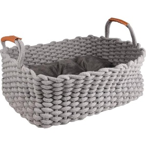 FLAMINGO Haustierkorb mit Kissen Enya Rechteckig Grau 45x32x18 cm