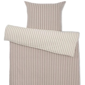 Flanell-Bettwäsche, gestreift, taupe, Übergröße