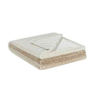Fleecedecke Zopf Verlauf | beige | Synthetik | 150 cm |
