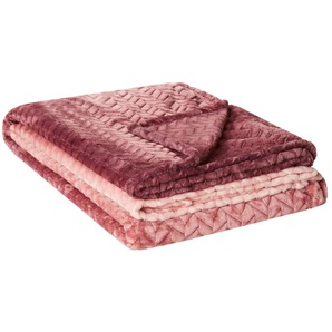 Fleecedecke  Zopf Verlauf ¦ rosa/pink ¦ Synthetik ¦ Maße (cm): B: 150