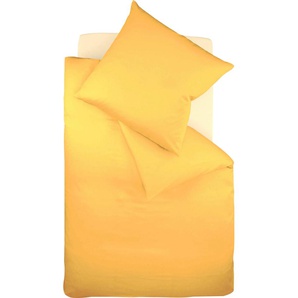 Bettwäsche FLEURESSE Colours in 135x200, 155x220 oder 200x200 cm Gr. B/L: 135 cm x 200 cm (1 St.), B/L: 80 cm x 80 cm (1 St.), Interlock-Jersey, gelb (sonne) Bettwäsche 135x200 cm aus 100% Baumwolle, uni, mit Reißverschluss