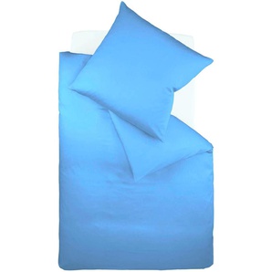 Bettwäsche FLEURESSE Colours in 135x200, 155x220 oder 200x200 cm Gr. B/L: 155 cm x 220 cm (1 St.), B/L: 80 cm x 80 cm (1 St.), Mako-Satin, blau (mittelblau) Bettwäsche 155x220 cm