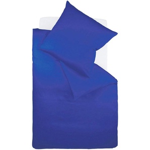 Bettwäsche FLEURESSE Colours in 135x200, 155x220 oder 200x200 cm Gr. B/L: 155 cm x 220 cm (1 St.), B/L: 80 cm x 80 cm (1 St.), Mako-Satin, blau (royal) Bettwäsche 155x220 cm