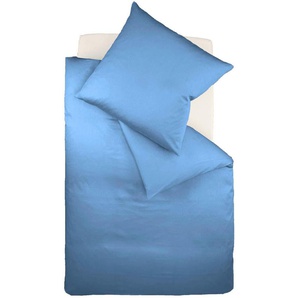 Bettwäsche FLEURESSE Colours in 135x200, 155x220 oder 200x200 cm Gr. B/L: 155 cm x 220 cm (1 St.), B/L: 80 cm x 80 cm (1 St.), Mako-Satin, blau (denim) Bettwäsche 155x220 cm