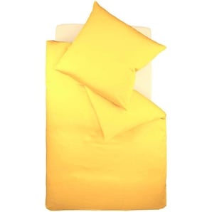 Bettwäsche FLEURESSE Colours in 135x200, 155x220 oder 200x200 cm Gr. B/L: 200 cm x 200 cm (1 St.), B/L: 80 cm x 80 cm (2 St.), Mako-Satin, gelb Bettwäsche 200x200 cm aus 100% Baumwolle, uni, mit Reißverschluss