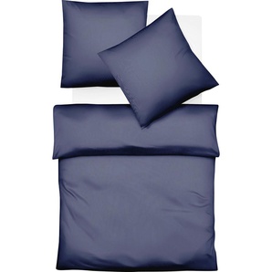 Bettwäsche FLEURESSE Lech 3089 Gr. B/L: 135 cm x 200 cm (1 St.), B/L: 80 cm x 80 cm (2 St.), Flanell, blau (marine) Bettwäsche 135x200 cm eleganter Fischgrät für ruhige Träumer