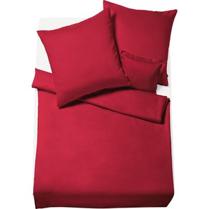 Bettwäsche FLEURESSE Lech 3089 Gr. B/L: 135 cm x 200 cm (1 St.), B/L: 80 cm x 80 cm (1 St.), Flanell, rot Bettwäsche 135x200 cm eleganter Fischgrät für ruhige Träumer