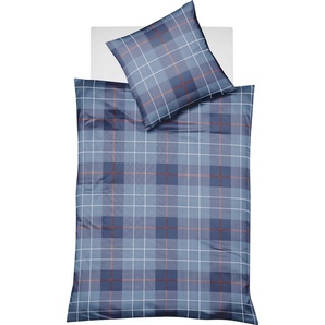 Bettwäsche FLEURESSE Lech 4112 Gr. B/L: 135 cm x 200 cm (1 St.), B/L: 80 cm x 80 cm (1 St.), Flanell, blau Bettwäsche 135x200 cm mit Karomuster
