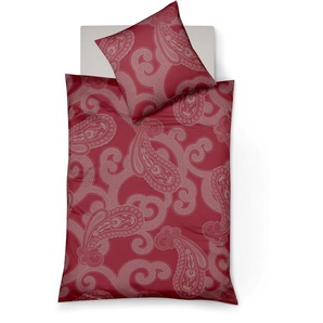 Bettwäsche FLEURESSE Lech 4312 Gr. B/L: 155 cm x 220 cm (1 St.), B/L: 80 cm x 80 cm (1 St.), Jacquard-Flanell, rot Bettwäsche 155x220 cm opulente Ornamente