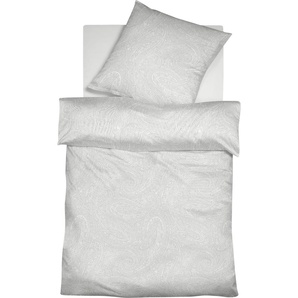 Bettwäsche FLEURESSE Provence Prestige 344104 Gr. B/L: 155 cm x 200 cm (1 St.), B/L: 80 cm x 80 cm (1 St.), Leinen, grau (silbergrau) Bettwäsche 155x200 cm Sommerliche Ornamente
