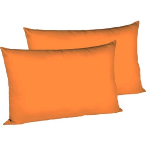 Kissenbezug FLEURESSE Colours Mako Satin, 100% Baumwolle, mit Reißverschluss Kissenbezüge Gr. B/L: 40 cm x 60 cm, 2 St., Mako-Satin, orange (hellorange) Kissenbezüge uni Kissenhülle in diversen Größen, mercerisiert und supergekämmt