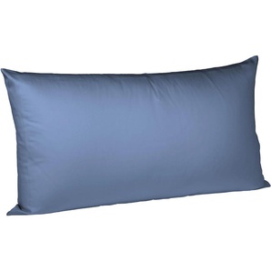 Kissenbezug FLEURESSE Colours Mako Satin, 100% Baumwolle, mit Reißverschluss Kissenbezüge Gr. B/L: 40 cm x 80 cm, 2 St., Mako-Satin, blau (denim) Kissenbezüge uni Kissenhülle in diversen Größen, mercerisiert und supergekämmt