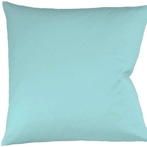 Kissenbezug FLEURESSE Colours Mako Satin, 100% Baumwolle, mit Reißverschluss Kissenbezüge Gr. B/L: 80 cm x 80 cm, 2 St., Mako-Satin, blau (eisblau) Kissenbezüge uni Kissenhülle in diversen Größen, mercerisiert und supergekämmt