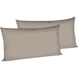 Kissenbezug FLEURESSE Colours Interlock Jersey Kissenbezüge Gr. B/L: 40 cm x 80 cm, 2 St., Interlock-Jersey, grau (taupe) Kissenbezüge uni in bügelfreier Interlock Qualität