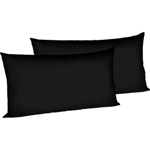 Kissenbezug FLEURESSE Colours Interlock Jersey Kissenbezüge Gr. B/L: 40 cm x 80 cm, 2 St., Interlock-Jersey, schwarz Kissenbezüge uni in bügelfreier Interlock Qualität