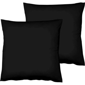 Kissenbezug FLEURESSE Colours Interlock Jersey Kissenbezüge Gr. B/L: 40 cm x 40 cm, 2 St., Interlock-Jersey, schwarz Kissenbezüge uni in bügelfreier Interlock Qualität