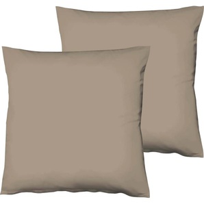 Kissenbezug FLEURESSE Colours Interlock Jersey Kissenbezüge Gr. B/L: 80 cm x 80 cm, 2 St., Interlock-Jersey, grau (taupe) Kissenbezüge uni in bügelfreier Interlock Qualität