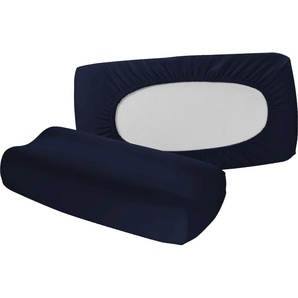 Kissenbezug FLEURESSE Vital comfort Kissenbezüge Gr. B/L: 60 cm x 40 cm, 2 St., Jersey, blau (marine) Kissenbezüge uni Kissenbezug mit Gummizug, Kissenhülle für Nackenstützkissen