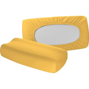 Kissenbezug FLEURESSE Vital comfort Kissenbezüge Gr. B/L: 60 cm x 40 cm, 2 St., Jersey, gelb (sonne) Kissenbezüge uni Kissenbezug mit Gummizug, Kissenhülle für Nackenstützkissen
