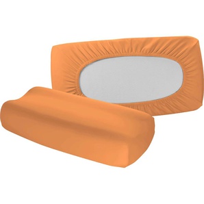 Kissenbezug FLEURESSE Vital comfort Kissenbezüge Gr. B/L: 60 cm x 40 cm, 2 St., Jersey, orange (hellorange) Kissenbezüge uni Kissenbezug mit Gummizug, Kissenhülle für Nackenstützkissen