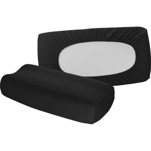 Kissenbezug FLEURESSE Vital comfort Kissenbezüge Gr. B/L: 60 cm x 40 cm, 2 St., Jersey, schwarz Kissenbezüge uni Kissenbezug mit Gummizug, Kissenhülle für Nackenstützkissen