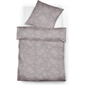 Fleuresse Lech Edelflanell Bettwäsche 155x220 Blumen silbergrau 604109-1 604109-001-155x220
