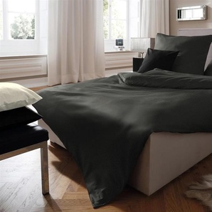 Fleuresse Lech Edelflanell Bettwäsche 200x200 Fischgrätmuster dunkelgrau 603089-1