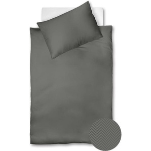 Fleuresse Lech Edelflanell Bettwäsche 200x200 Fischgrätmuster granit 603089-11