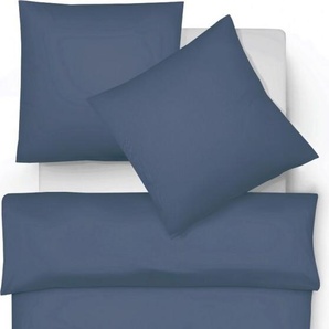 Fleuresse Lech Edelflanell Bettwäsche 200x220 Fischgrätmuster blau uni 603089-12