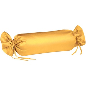 Nackenrollenbezug FLEURESSE Colours Kissenbezüge Gr. B/L: 15 cm x 40 cm, 2 St., Mako-Satin, gelb (sonne) Kissenbezüge uni aus feinstem Mako-Satin