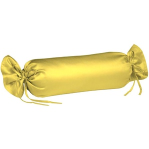 Nackenrollenbezug FLEURESSE Colours Kissenbezüge Gr. B/L: 15 cm x 40 cm, 2 St., Mako-Satin, gelb Kissenbezüge uni aus feinstem Mako-Satin