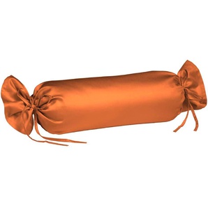 Nackenrollenbezug FLEURESSE Colours Kissenbezüge Gr. B/L: 15 cm x 40 cm, 2 St., Mako-Satin, orange (terrakotta) Kissenbezüge uni aus feinstem Mako-Satin