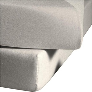 Spannbettlaken FLEURESSE Jenny C Bettlaken Gr. B/L: 180-200 cm x 200 cm (1 St.), Mako-Jersey, 18 cm, beige (porzellanfarben) Spannbettlaken Laken aus feinfädigem Mako-Jersey