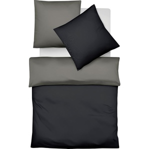 Wendebettwäsche FLEURESSE Lech W 4158 Bettwäsche Gr. B/L: 240 cm x 220 cm (1 St.), B/L: 80 cm x 80 cm & 80 cm x 80 cm (1 St.), Flanell, grau (silber, granit) Bettwäsche 240x220 cm elegantes Fischgrät-Muster