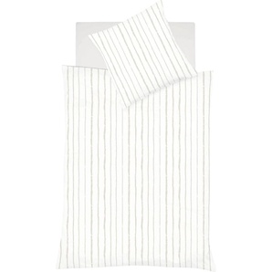 Wendebettwäsche FLEURESSE Provence Cassis Bettwäsche Gr. B/L: 200 cm x 220 cm (1 St.), B/L: 80 cm x 80 cm & 80 cm x 80 cm (2 St.), Halbleinen, beige (leinen) Bettwäsche 200x220 cm schwungvoller Streifen