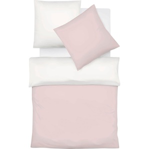 Wendebettwäsche FLEURESSE Provence W Bettwäsche Gr. B/L: 155 cm x 220 cm (1 St.), B/L: 80 cm x 80 cm (1 St.), Halbleinen, rosa (pink, creme) Bettwäsche 155x220 cm Französischer Landhausflair mit Struktur