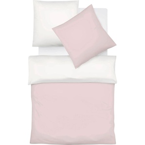 Wendebettwäsche FLEURESSE Provence W Bettwäsche Gr. B/L: 200 cm x 220 cm (1 St.), B/L: 80 cm x 80 cm & 80 cm x 80 cm (2 St.), Halbleinen, rosa (pink, creme) Bettwäsche 200x220 cm Französischer Landhausflair mit Struktur