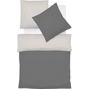 Wendebettwäsche FLEURESSE Provence W Bettwäsche Gr. B/L: 240 cm x 220 cm (1 St.), B/L: 80 cm x 80 cm & 80 cm x 80 cm (2 St.), Halbleinen, grau (schiefer, leinen) Bettwäsche 240x220 cm Französischer Landhausflair mit Struktur