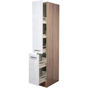 Apothekerschrank FLEX-WELL Florenz Schränke Gr. B/H/T: 30 cm x 200 cm x 57 cm, 2 St., weiß (hochglanz weiß, sonoma eiche) Apothekerschränke (B x H T) 30 200 57 cm, mit 5 Ablagen