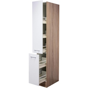Apothekerschrank FLEX-WELL Samoa Schränke Gr. B/H/T: 30 cm x 200 cm x 57 cm, weiß (weiß, sonoma eiche) Apothekerschränke (B x H T) 30 200 57 cm, mit 5 Ablagen