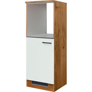 Backofen/Kühlumbauschrank FLEX-WELL Vintea Schränke Gr. B/H/T: 60 cm x 169 cm x 60 cm, 1 St., beige (magnolia matt, lancelot oak) Backofenumbauschrank Herdumbauschränke (B x H T) 60 168,5 cm, mit Metallgriffen