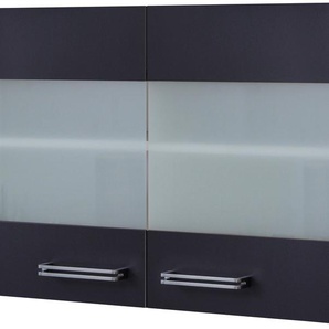 Glashängeschrank FLEX-WELL Antigua Schränke Gr. B/H/T: 100 cm x 55 cm x 32 cm, 2 St., grau (anthrazit, san remo eiche) Hängeschränke (B x H T) 100 54,8 32 cm, mit Stollenglastüren