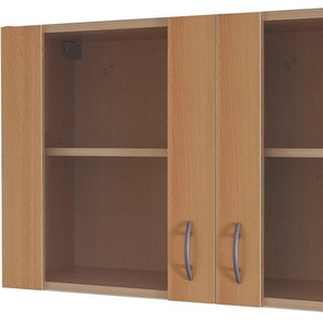 Glashängeschrank FLEX-WELL Nano Schränke Gr. B/H/T: 100 cm x 54,8 cm x 32 cm, 2 St., braun (buche nachbildung) Hängeschränke (B x H T) 100 54,8 32 cm, mit Stollenglastüren