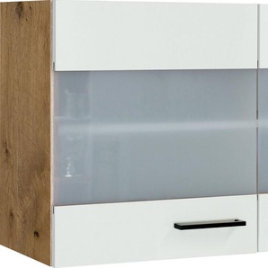 Glashängeschrank FLEX-WELL Vintea Schränke Gr. B/H/T: 100 cm x 54,8 cm x 32 cm, 2 St., beige (magnolia matt, lancelot oak) Küchenhängeschrank Glashängeschrank (B x H T) 100 54,8 32 cm, mit Stollenglastüren