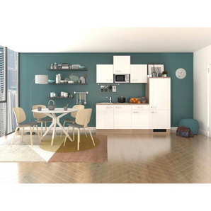 Flex-Well Küche Florenz, Breite 210 cm, mit Kühlgerät und Glaskeramikkochfeld sowie Mikrowelle