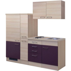 Flex-Well Küche Portland, Gesamtbreite 190 cm, mit Apothekerschrank, mit Einbau-Kühlschrank etc.